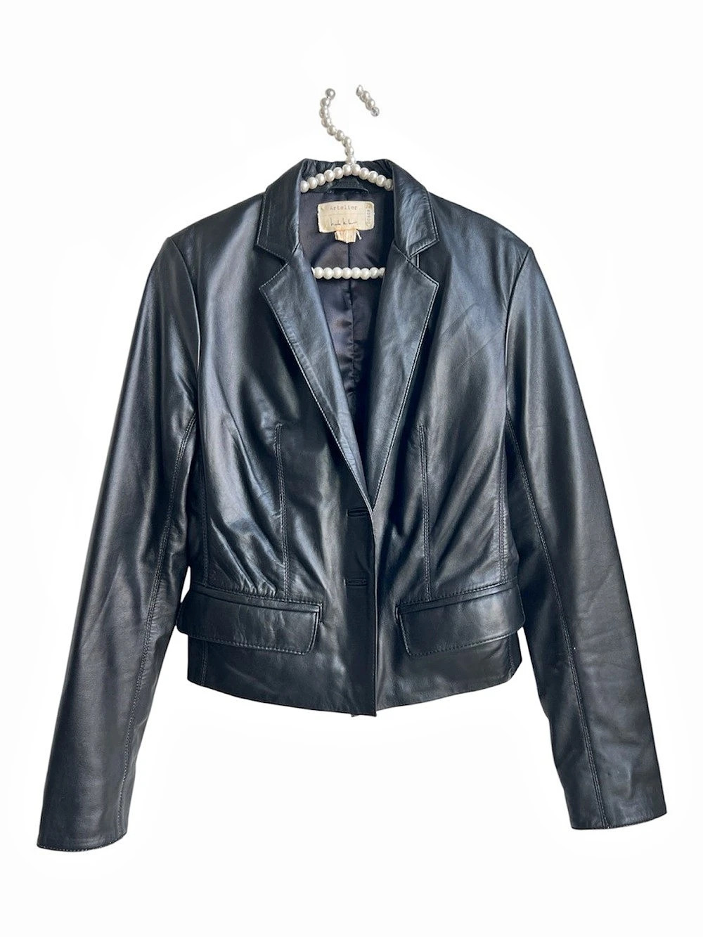 Nicole Miller Artelier Black Leather Jacket Small